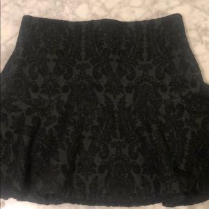 Zara green and black mini skirt with floral detail